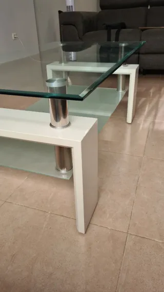 Mesa de centro cristal y metal