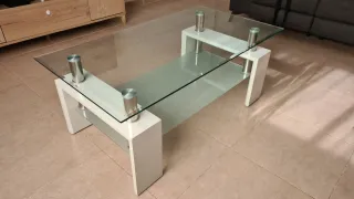 Mesa de centro cristal y metal
