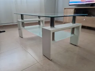 Mesa de centro cristal y metal
