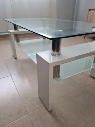 Mesa de centro cristal y metal