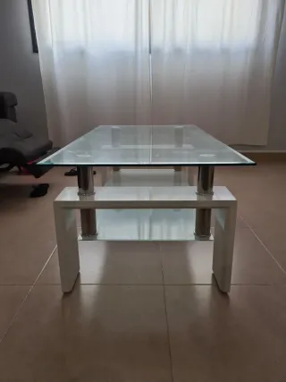 Mesa de centro cristal y metal