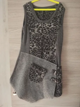 Vestido Gris Animal Print Talla XL