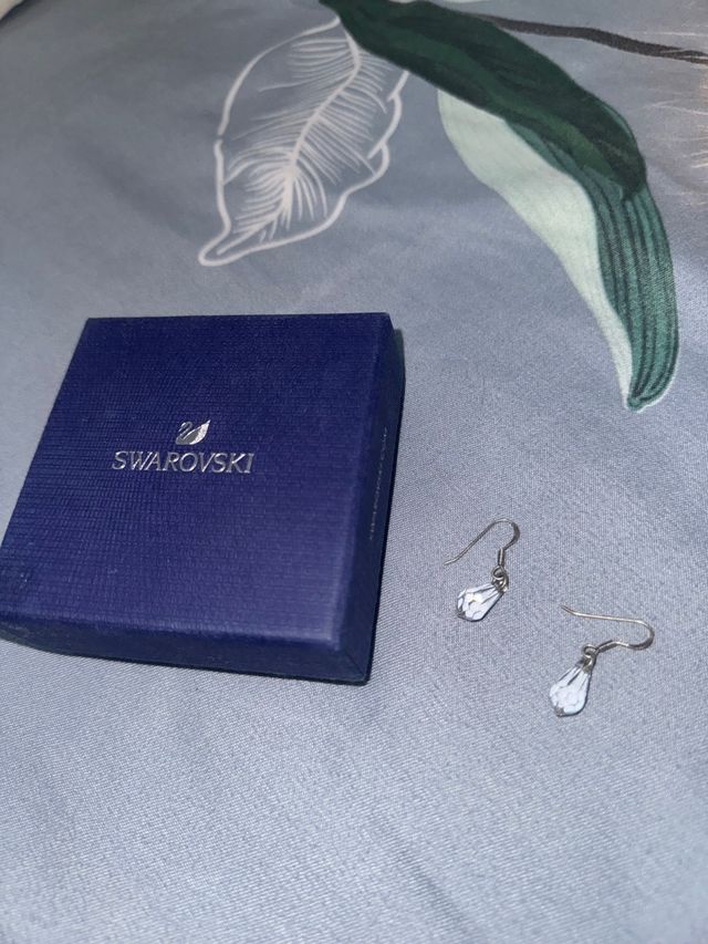 Pendientes Swarovski Gota Plata y Blanco y Colgant