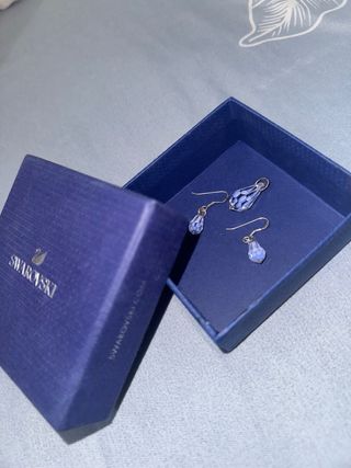 Pendientes Swarovski Gota Plata y Blanco y Colgant