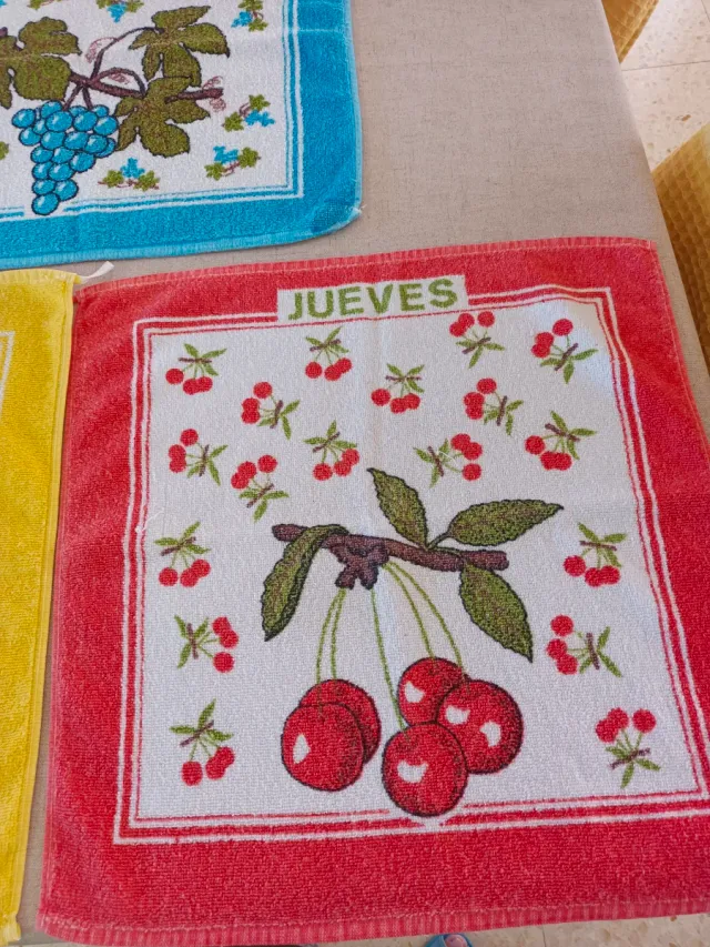 3 Paños Cocina Vintage Frutas, auténticos años 70