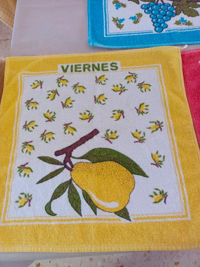 3 Paños Cocina Vintage Frutas, auténticos años 70