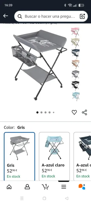 Cambiador de bebé plegable gris