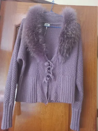 Chaqueta punto S con cuello pelo