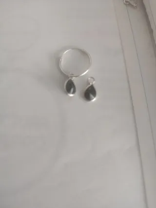 Pendientes aro plata conjunto diseño abanico