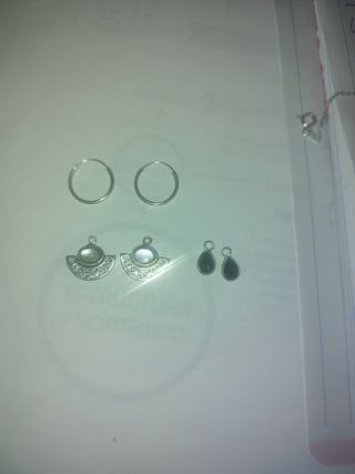 Pendientes aro plata conjunto diseño abanico