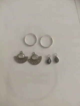 Pendientes aro plata conjunto diseño abanico
