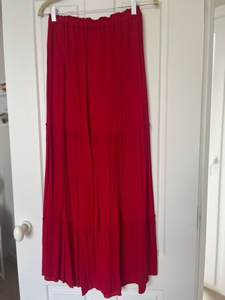Falda larga bambula roja