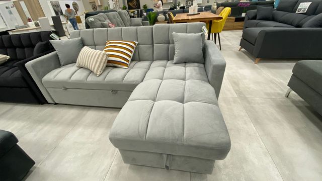 Sofá modular gris de tela