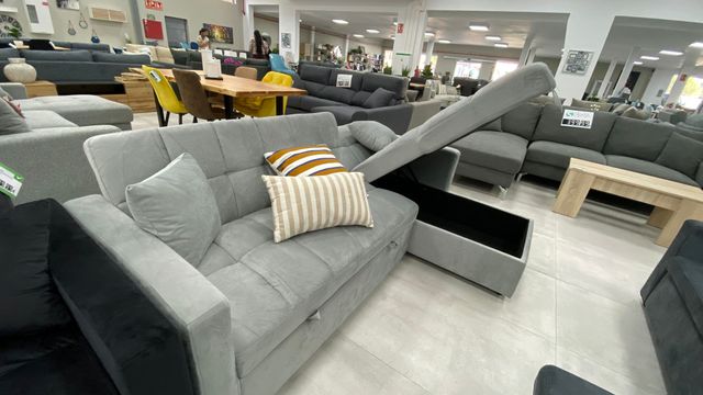 Sofá modular gris de tela