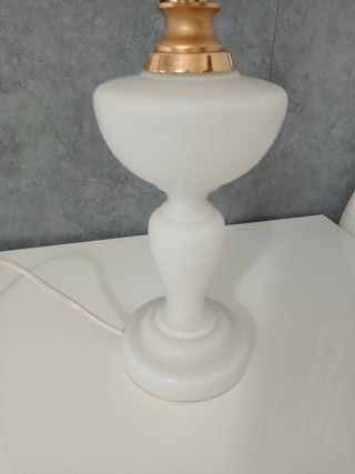 Lampada da Tavolo Vetro Opalino Bianco e Oro