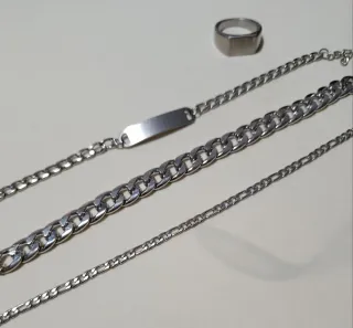 Lote 3 Pulseras Hombre + Anillo Acero