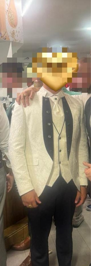 Traje de Novio Blanco y Azul Marino