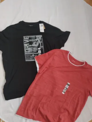 Camisetas Hombre Talla XL (Negra y Roja)