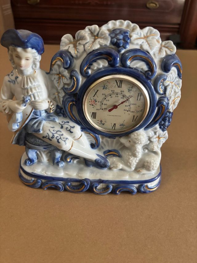 Reloj de Porcelana Vintage con Termómetro Lantex