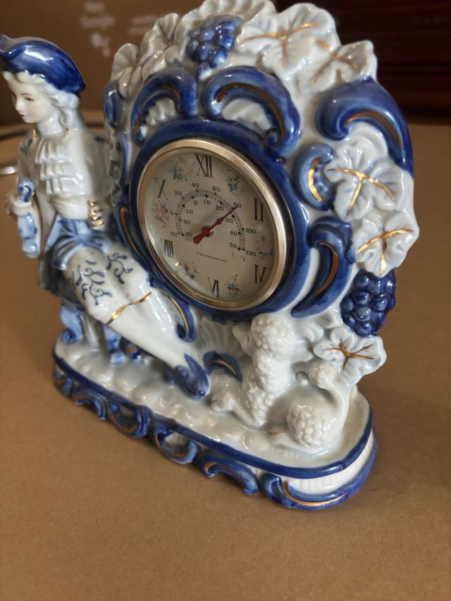 Reloj de Porcelana Vintage con Termómetro Lantex