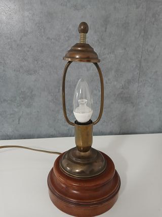 Lampada da Tavolo Vintage Legno e Ottone