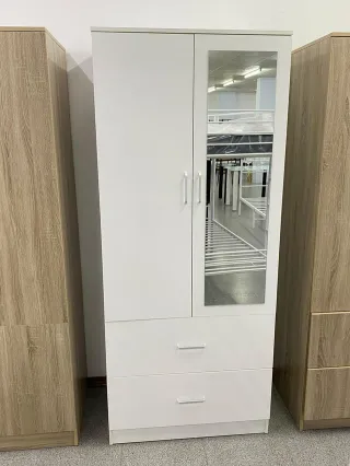 Armadio a 2 ante in bianco e legno