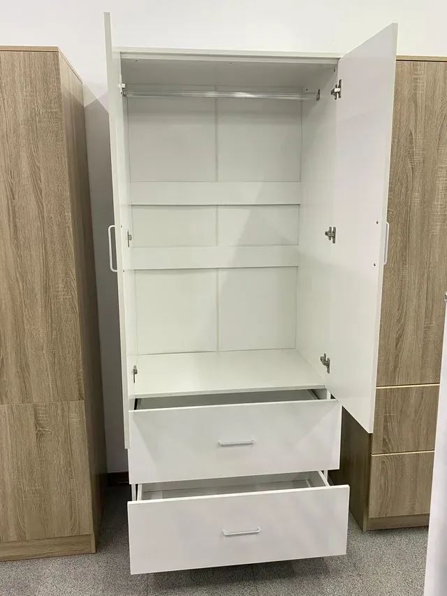 Armario 2 puertas blanco y madera