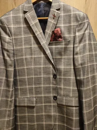 Chaqueta de cuadros gris y multicolor