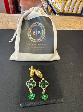 Pendientes Clover Oro y Verde