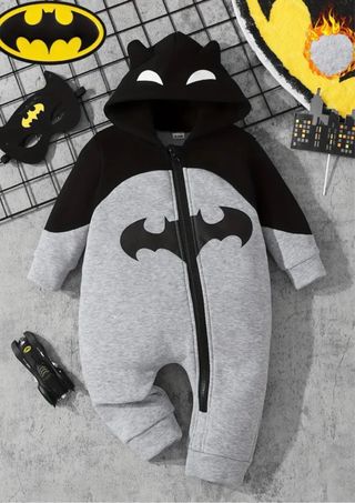 Macaquinho Bebê Batman Capuz e Zíper