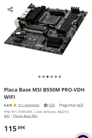 MSI B550M PRO-VDH WIFI Placa Base AM4 DDR4