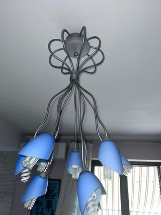Lampadario soggiorno blu e argento