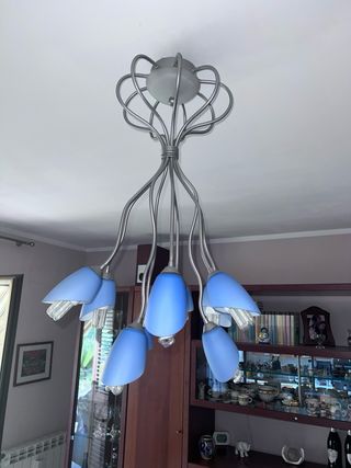 Lampadario soggiorno blu e argento
