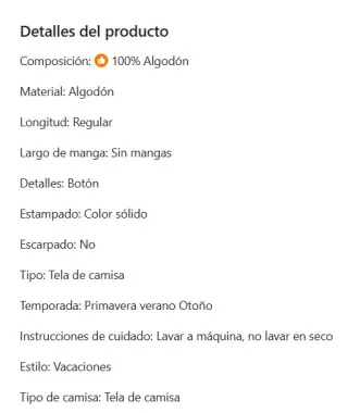 Blusa sin Mangas de Algodón