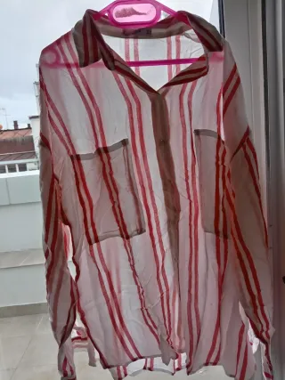 Blusa Mango Rayas Rojas y Blancas