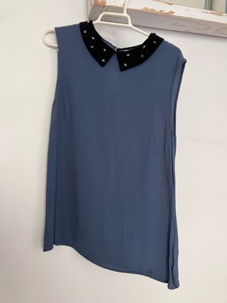 Blusa mujer cuello Peter Pan tachuelas