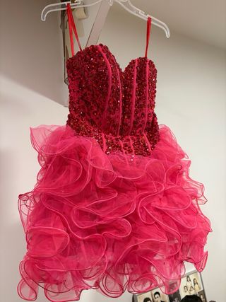 Vestido fiesta Morilee rojo tul