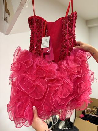 Vestido fiesta Morilee rojo tul