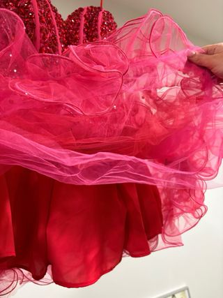 Vestido fiesta Morilee rojo tul