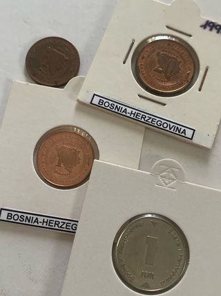 Lote 4 monedas Bosnia-Herzegovina