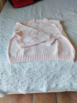 Jersey lana oversize T-M rosa pálido