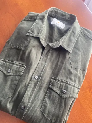 Camisa Vaquera Zara Verde Caballero