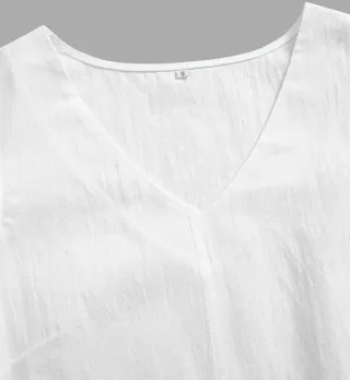 Blusa Blanca Escote en V de Algodón 