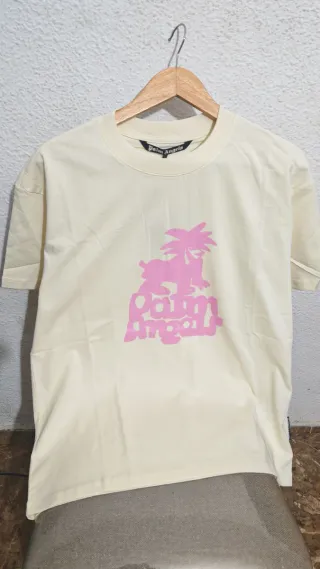 Camiseta Palm Angels Beige/Rosa Talla M