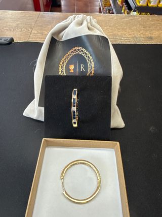Pendientes laminado 14k con zafiros