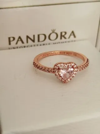 Anillo Pandora Corazón Rosa