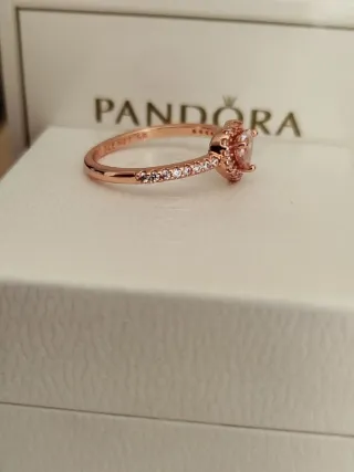 Anillo Pandora Corazón Rosa