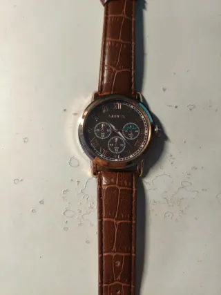 Reloj Geneva Clásico Cuero Marrón y Dorado