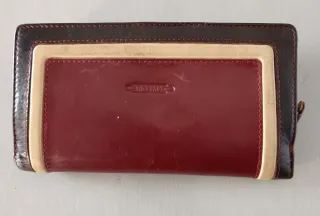 Cartera Billetero Piel Marrón y Rojo