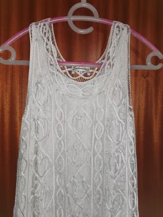 Vestido plateado encaje talla única